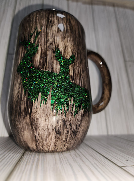 16 Ounce Woodgrain with Green Deer Peek a Boo